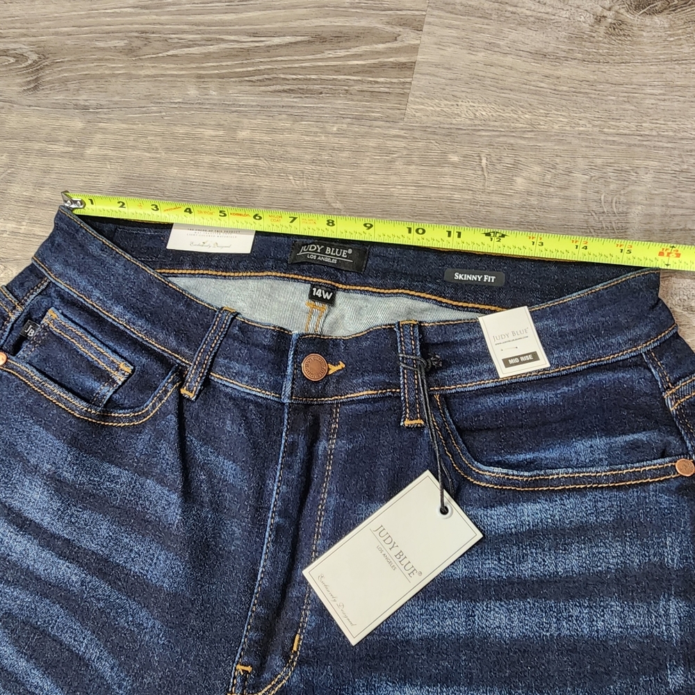 NWT JUDY BLUE Dark Wash Classic Denim Mid Rise Skinny Fit Jean 14 W - Picture 6 of 16
